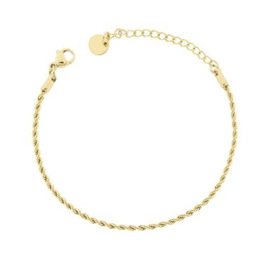 Bracciale Catena Corda Diamantata mm 1.6 in ACCIAIO colore Oro