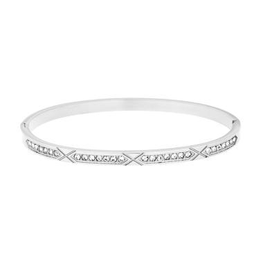 Bracciale Rigido modello Schiava con Crystal Bianchi in ACCIAIO