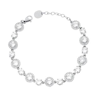 Bracciale Tennis Tondi contornati da Crystal Bianchi in ACCIAIO