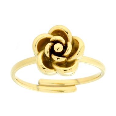 Anello con Fiore in ACCIAIO colore Oro