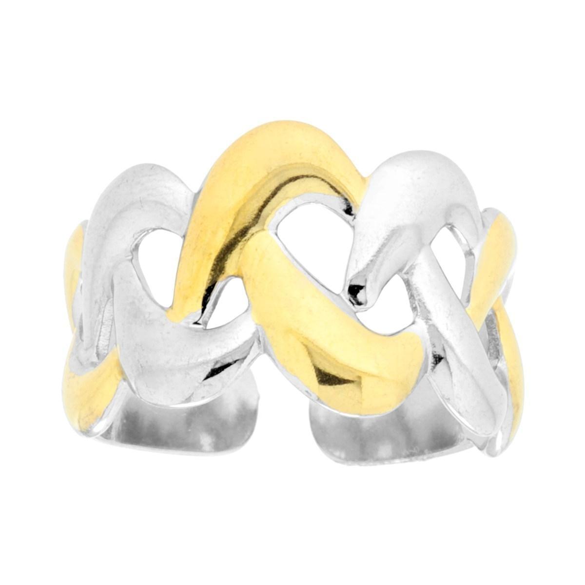 Anello Fascia a Treccia con dettagli colore Oro in ACCIAIO <BR>