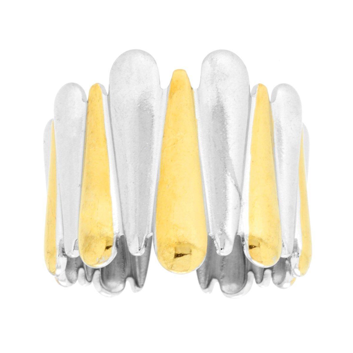 Anello Fascia con elementi a Goccia alternati colore Oro in ACCIAIO <BR>