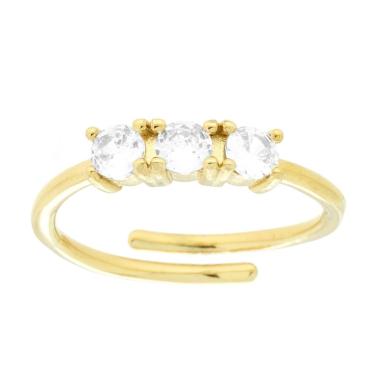 Anello Trilogy con Crystal Bianchi mm 3.5 in ACCIAIO colore Oro<BR>