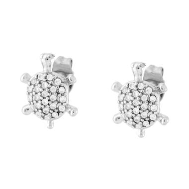 Orecchini Tartaruga e Crystal Bianchi in ACCIAIO <BR>