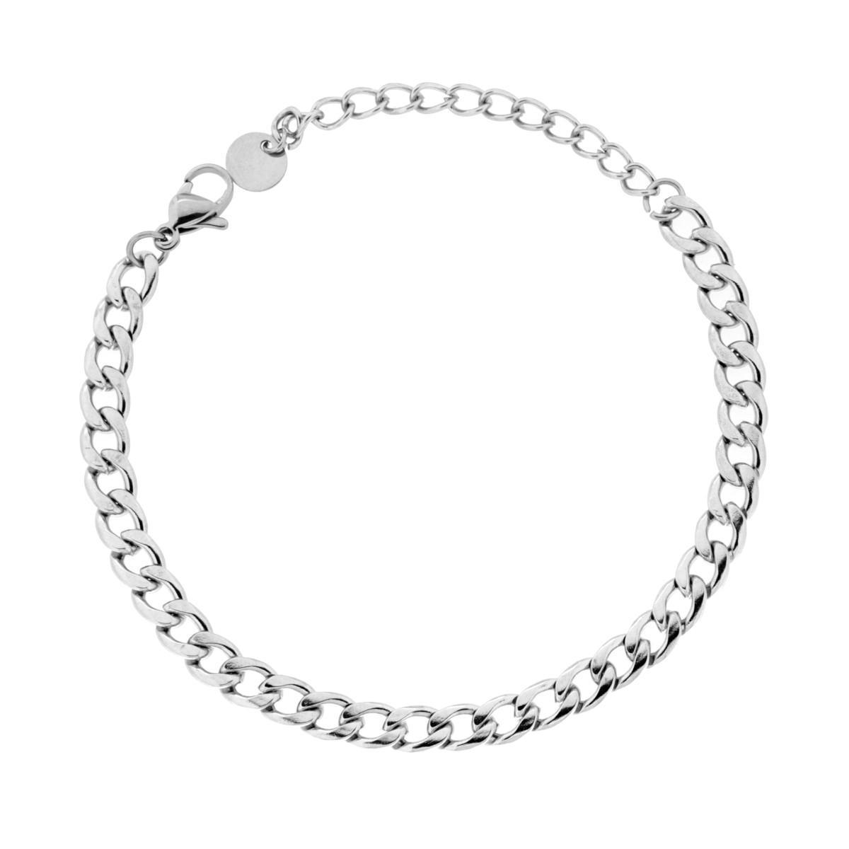 Bracciale Catena Grumetta Diamantata mm 5 in ACCIAIO<BR>