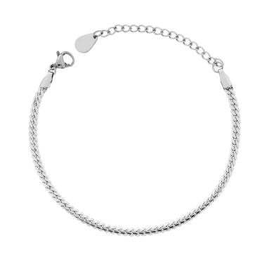 Bracciale Catena Grumetta Compressa Piatta in ACCIAIO<BR>