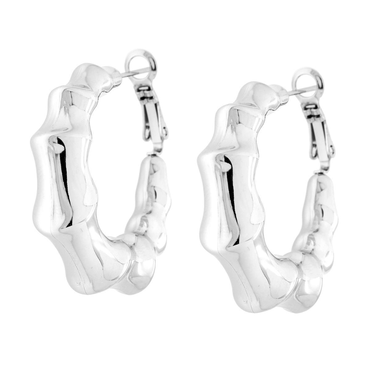 Orecchini Cerchio effetto Bamboo in ACCIAIO<BR>
