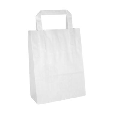 Shopper in carta h.39 x l.32 x p.17 cm colore bianco manico piatto