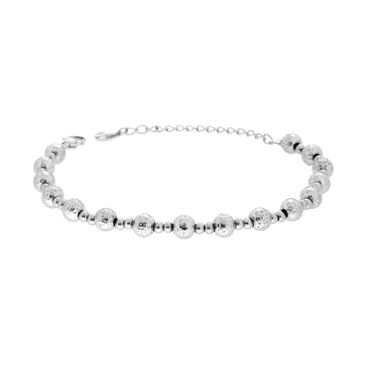 Bracciale Catena con Palline Martellate alternate in ACCIAIO<BR>