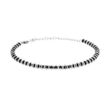 Bracciale Catena di Bulloncini e Crystal Grigio Antracite in ACCIAIO <BR>
