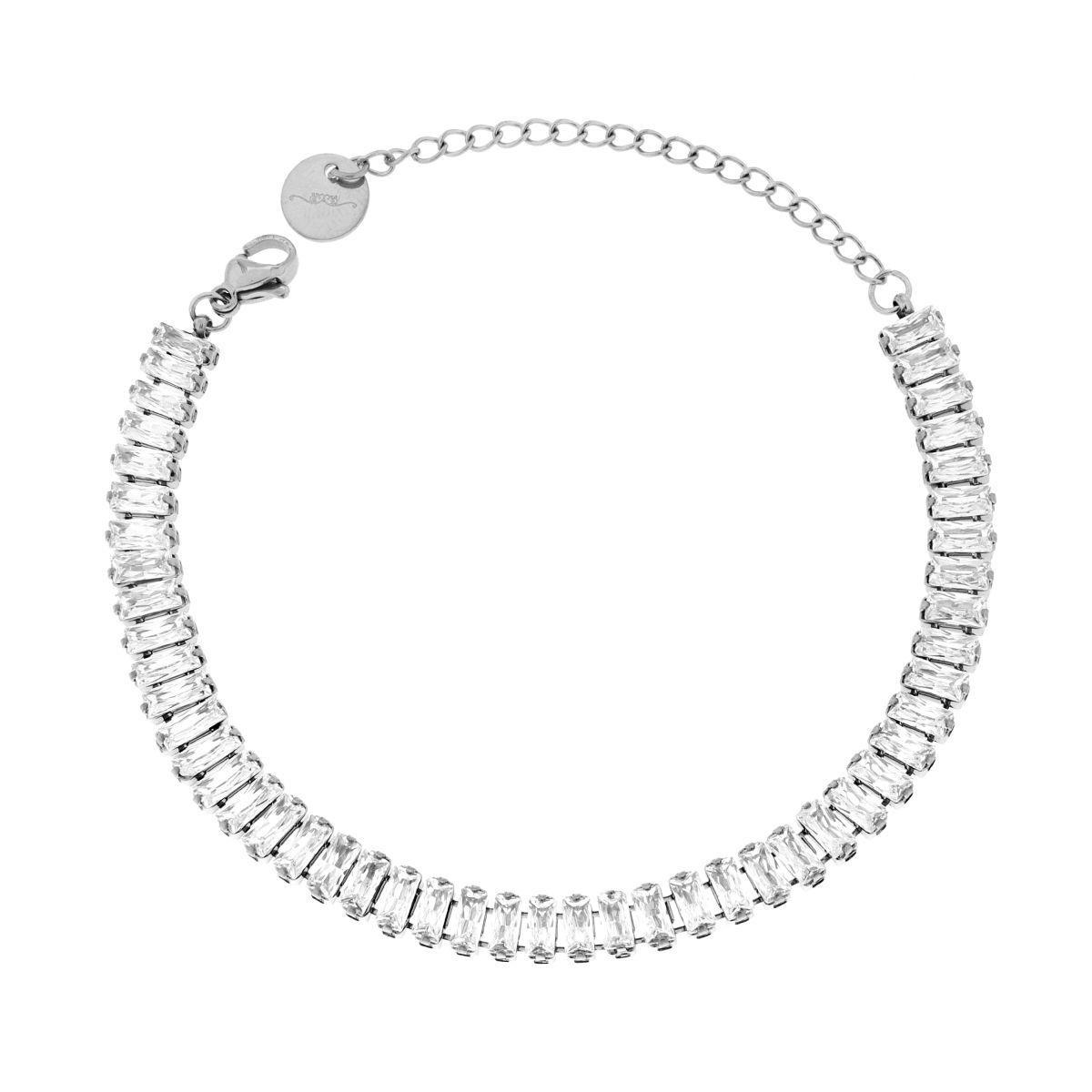 Bracciale Tennis con Crystal Bianchi Baguette in ACCIAIO <BR>