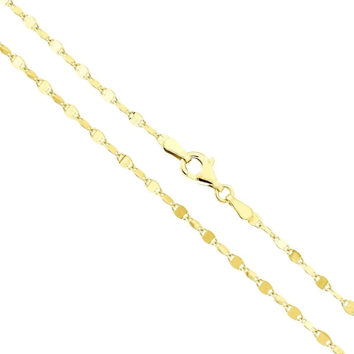 Catena Forzatina a Specchio Diamantata sezione 2.2 lunghezza cm 50 in ARGENTO 925 Galvanica Oro
