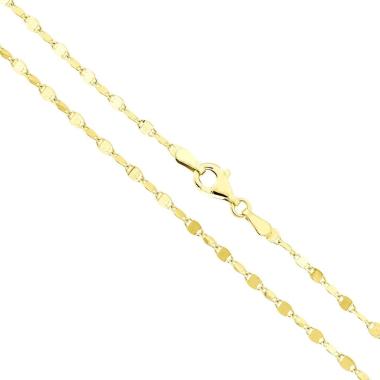 Catena Forzatina a Specchio Diamantata sezione 2.2 lunghezza cm 50 in ARGENTO 925 Galvanica Oro