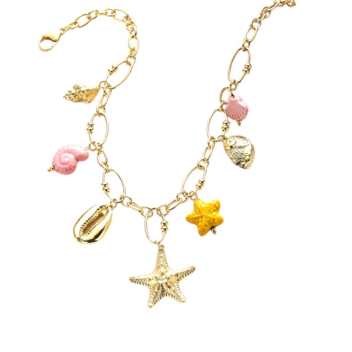 Collana donna con conchiglie pendenti in corda cerata