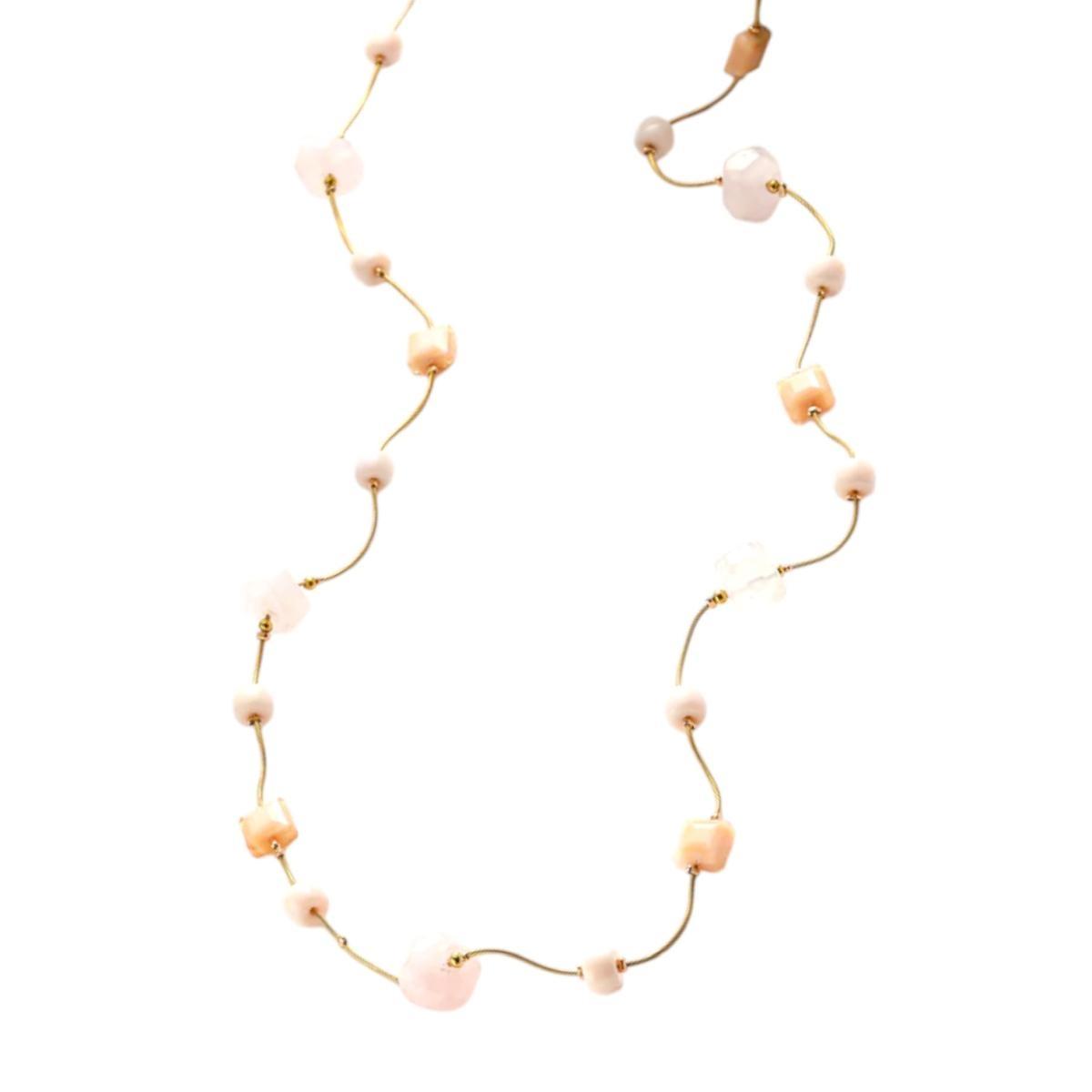 Collana donna in catena di serpente con pietra dura agat C63