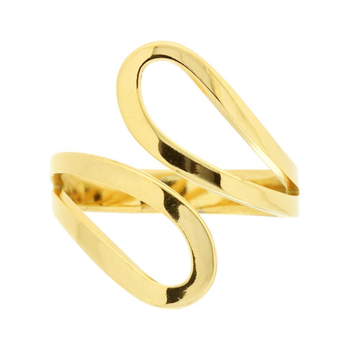 Anello Filo Contrarie Martellato in ACCIAIO colore Oro