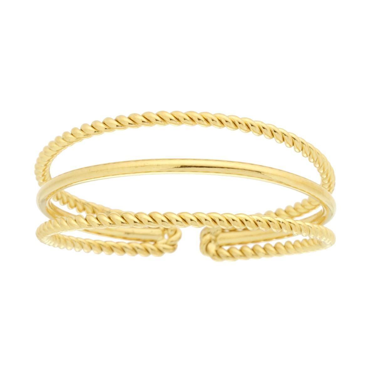 Anello Multifilo Lucido e Torchon in ACCIAIO colore Oro<BR>