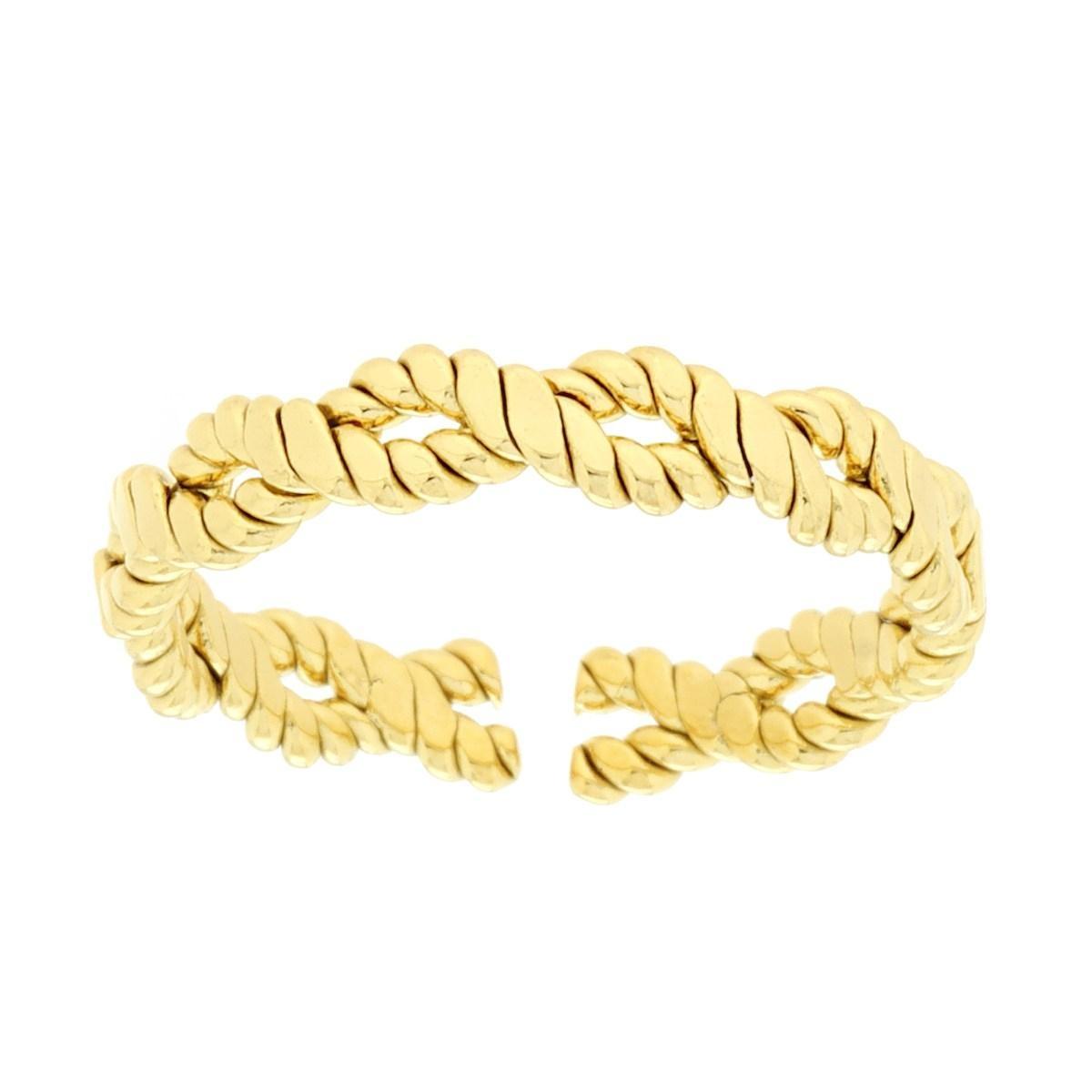 Anello Corda Intrecciata in ACCIAIO colore Oro<BR>