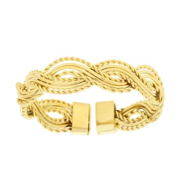 Anello Multifilo Intrecciato in ACCIAIO colore Oro<BR>
