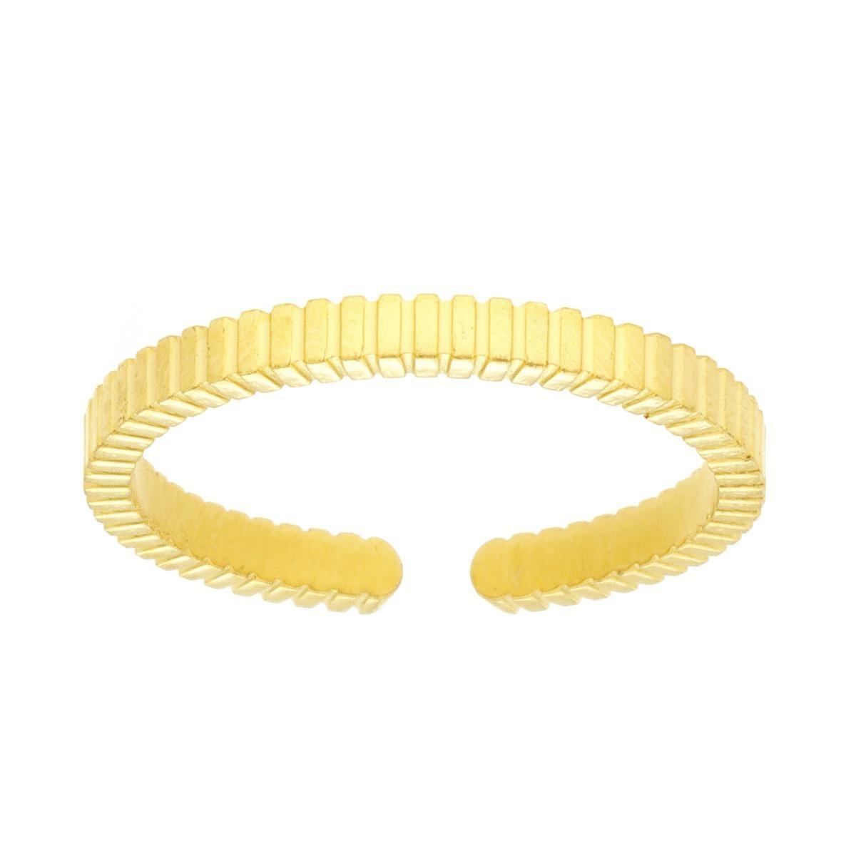 Anello Fedina Rigata in ACCIAIO colore Oro<BR>
