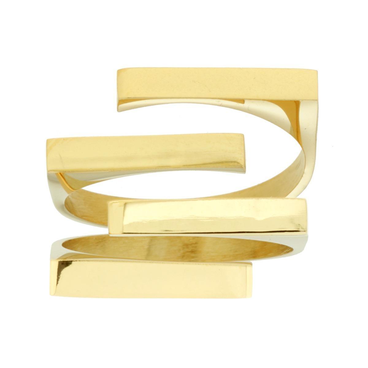 Anello Chevalier Scomposto Contrarie in ACCIAIO colore Oro<BR>