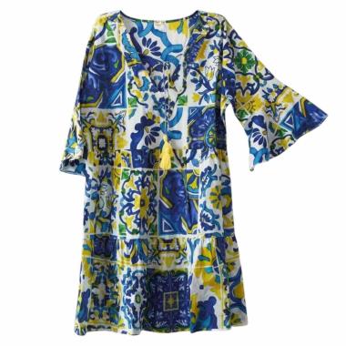 Cospricostume donna in cotone fantasia maioliche siciliane Twiggy