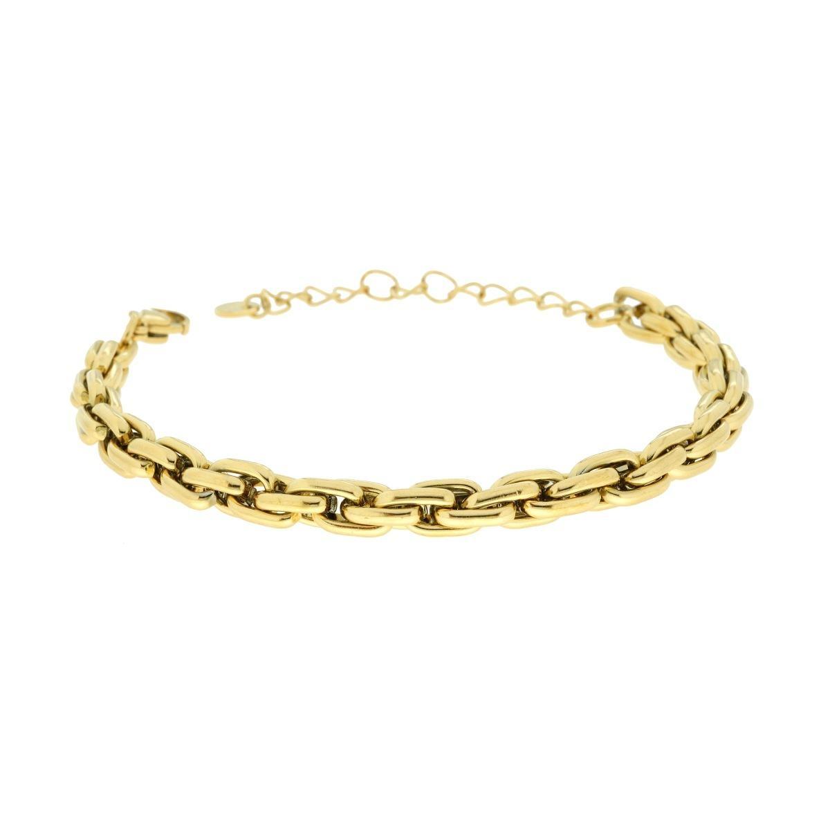 Bracciale Catena Forzatina Multimaglia in ACCIAIO colore Oro<BR>