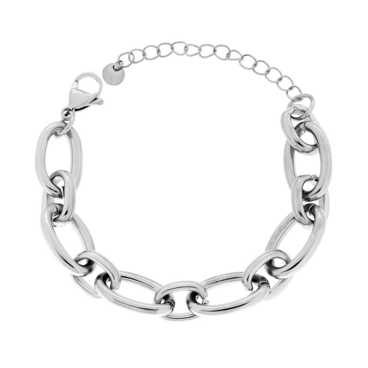 Bracciale Catena Forzatina allungata alternata in ACCIAIO