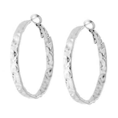 Orecchini Cerchio Fascia Martellata mm 35 in ACCIAIO