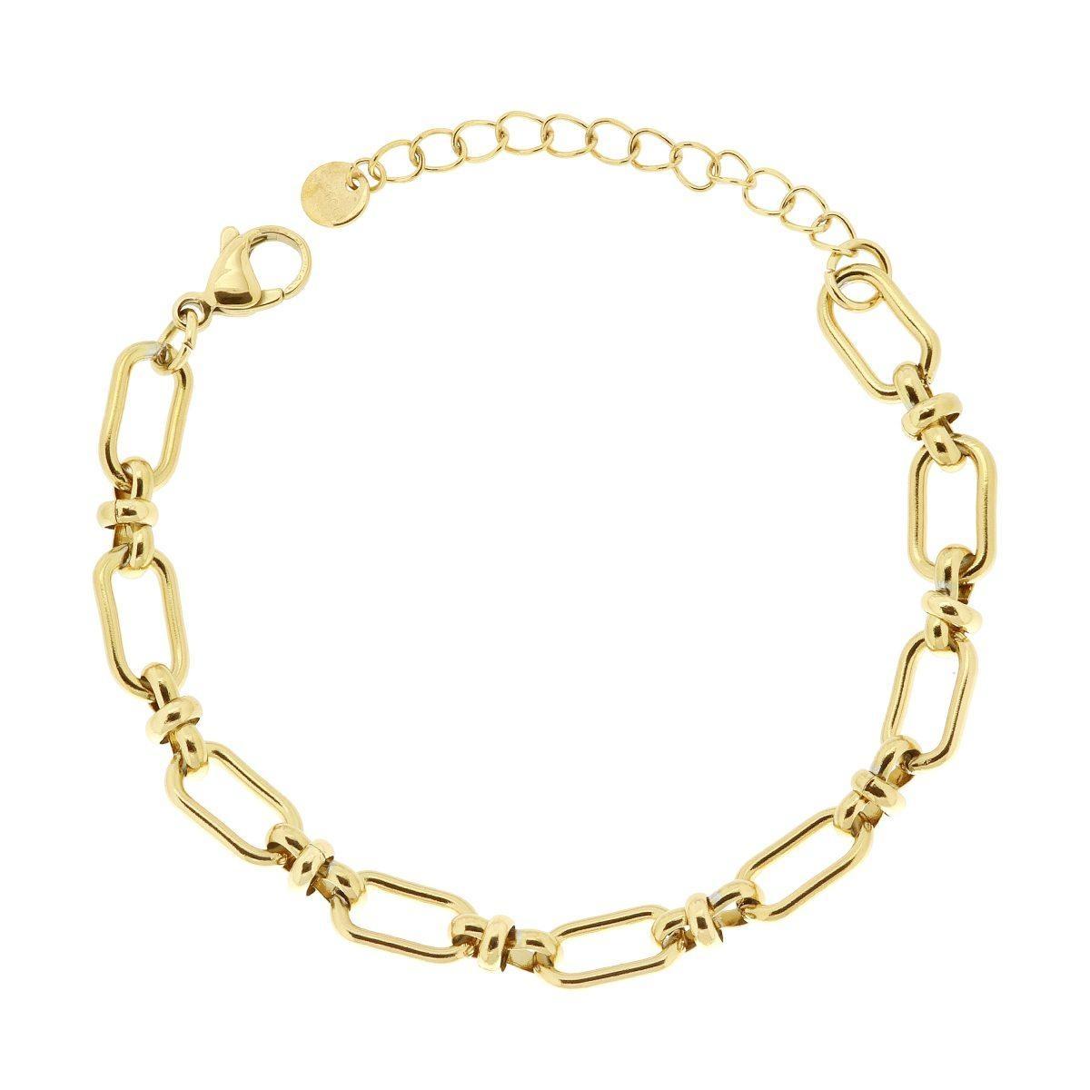Bracciale Catena Forzatina con Nodi in ACCIAIO colore Oro<BR>