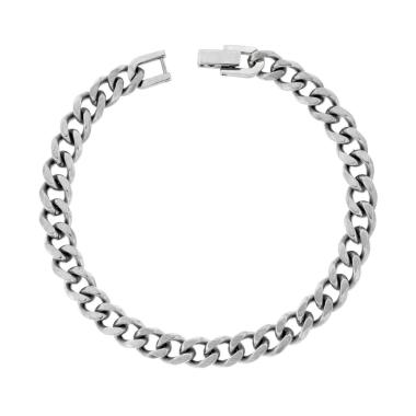 Bracciale Catena Grumetta Diamantata in ACCIAIO<BR>