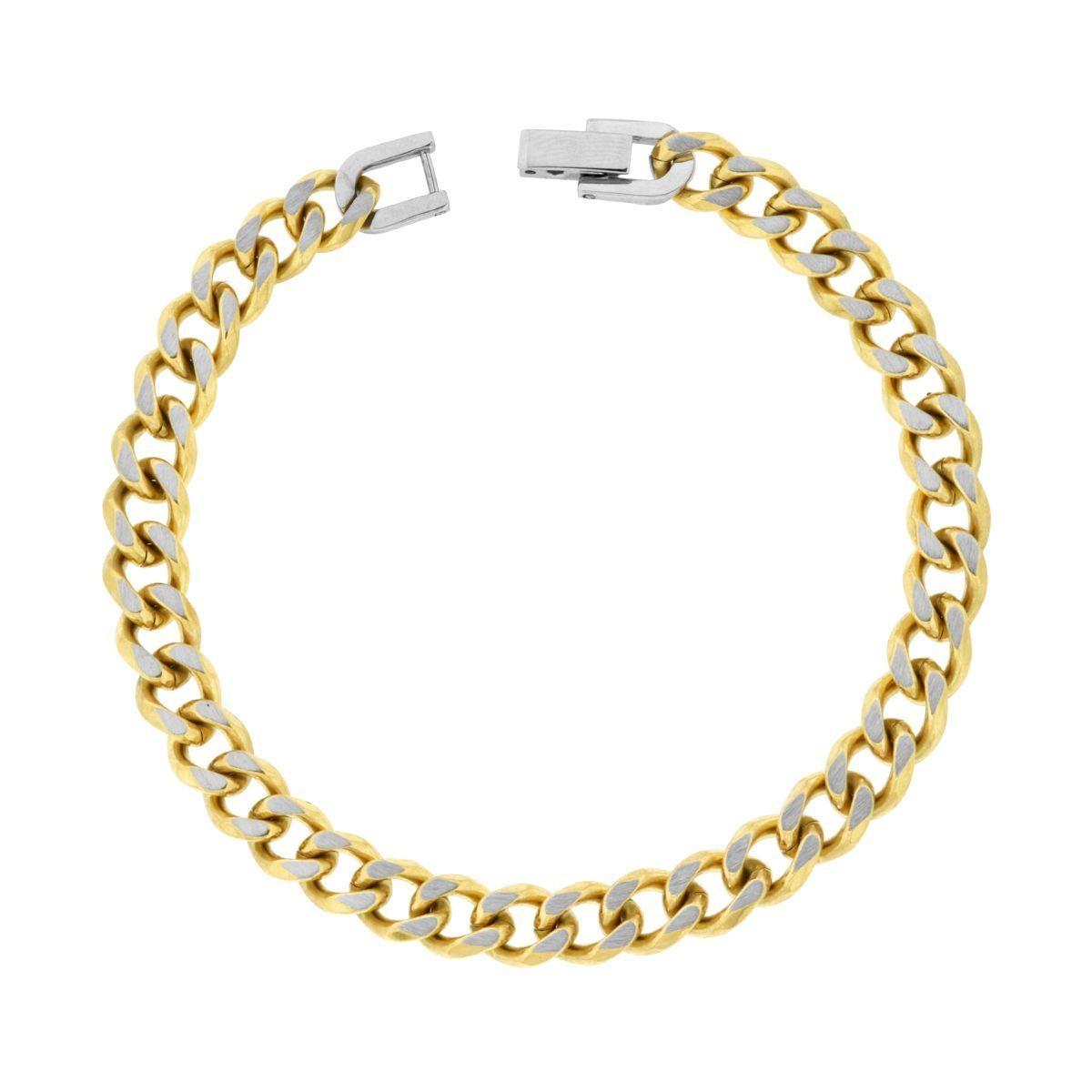 Bracciale Catena Grumetta Diamantata colore Oro in ACCIAIO<BR>