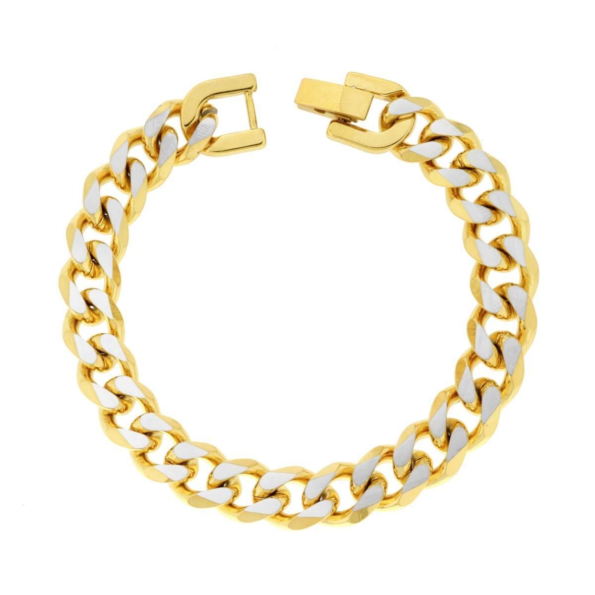 Bracciale Catena Grumetta Diamantata colore Oro in ACCIAIO<BR>
