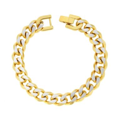 Bracciale Catena Grumetta Diamantata colore Oro in ACCIAIO<BR>