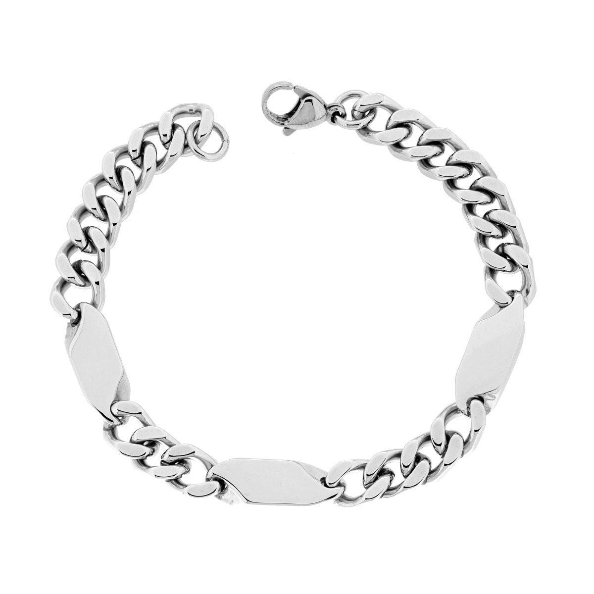 Bracciale Uomo Catena Grumetta con Targhette in ACCIAIO<BR>
