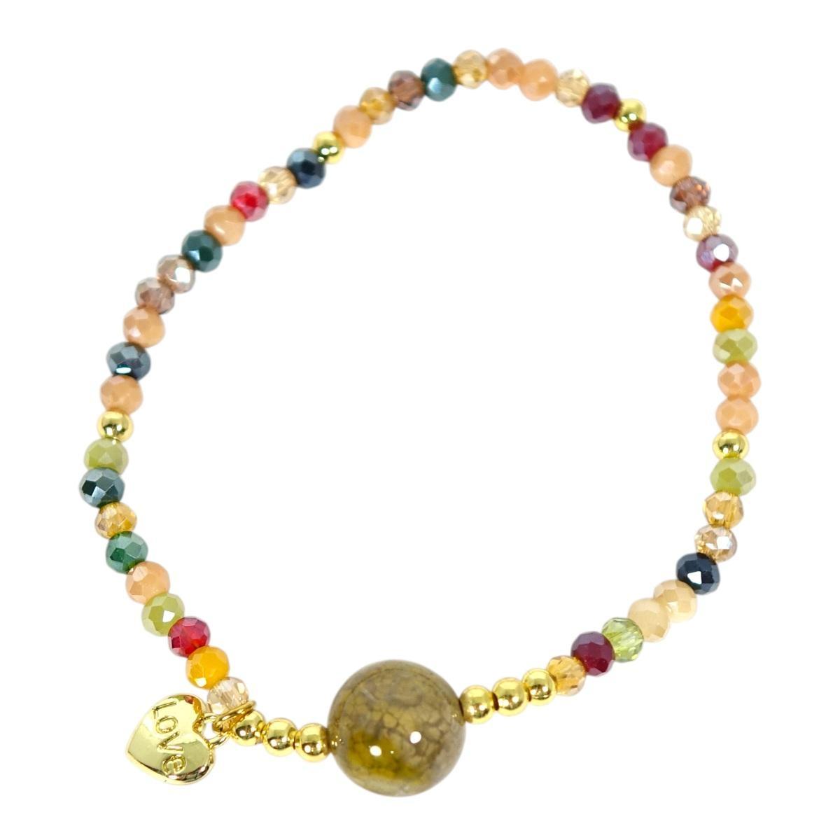 Bracciale donna con pietre da 10 mm in corniola multicolor