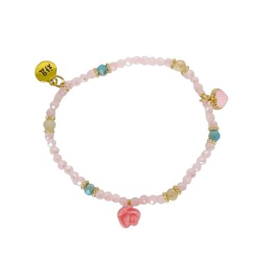 Bracciale donna con pietre in vetro kunzite con rosa