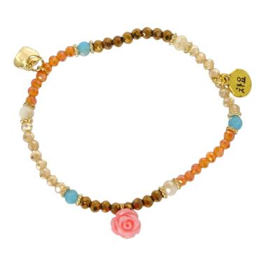 Bracciale donna con pietre in vetro multicolor marrone con rosa