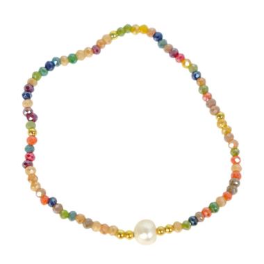 Bracciale donna con pietre multicolor beige e perla