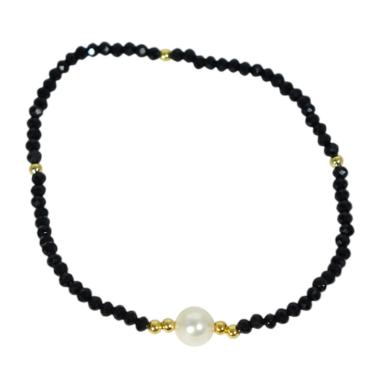 Bracciale donna con pietre nere e perla