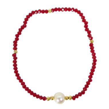 Bracciale donna con pietre rosse e perla