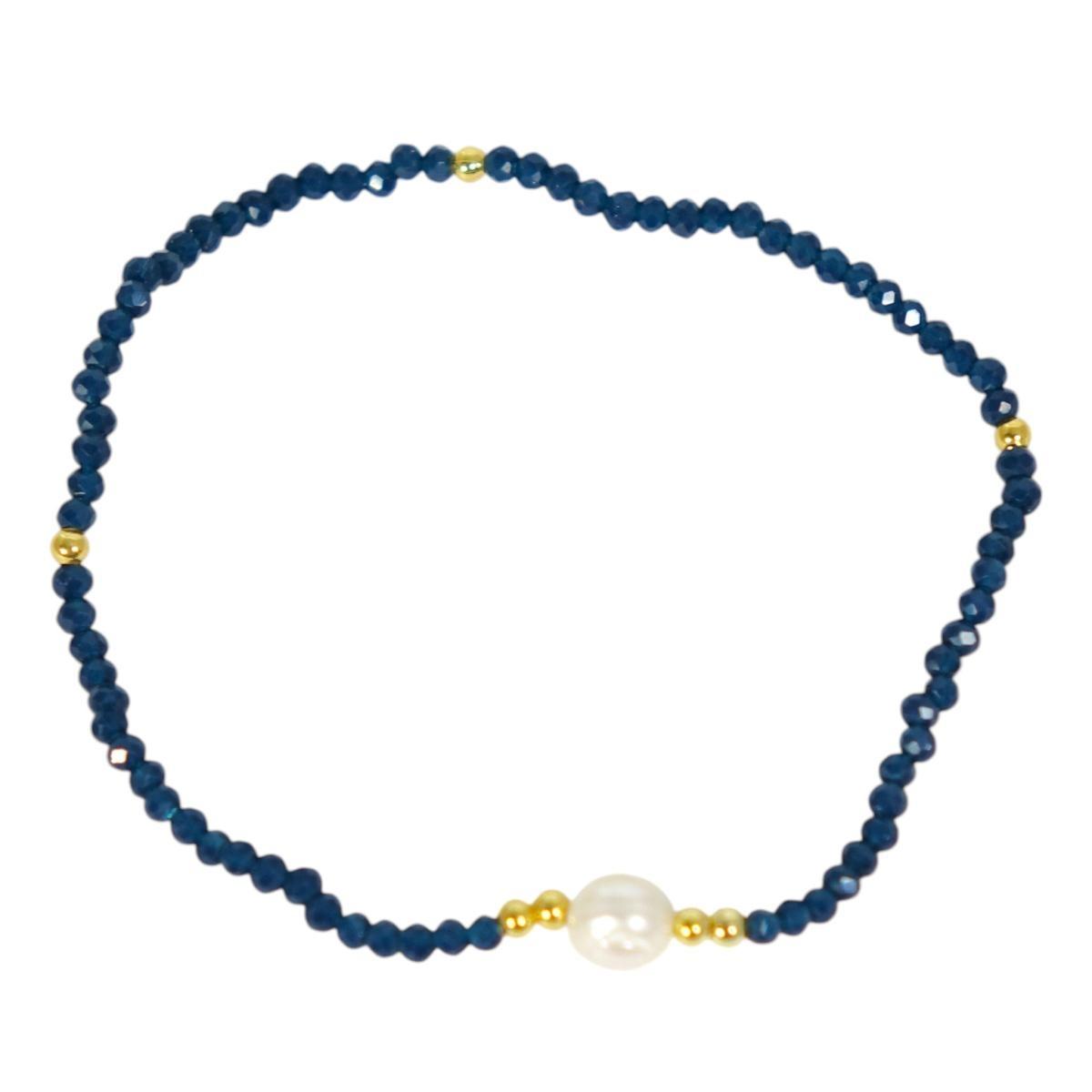 Bracciale donna con pietre blu e perla