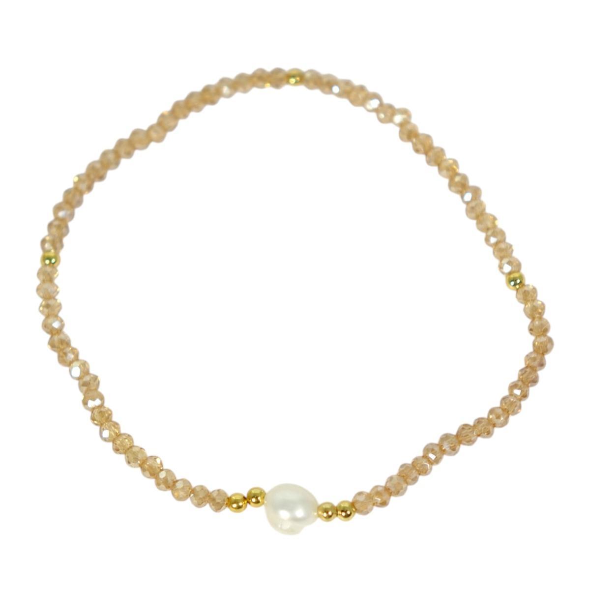 Bracciale donna con pietre in morganite pesca e perla