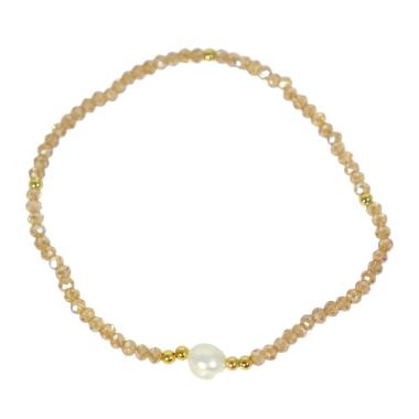 Bracciale donna con pietre in morganite pesca e perla