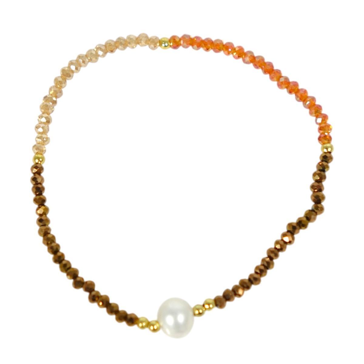 Bracciale donna con pietre tricolore e perla