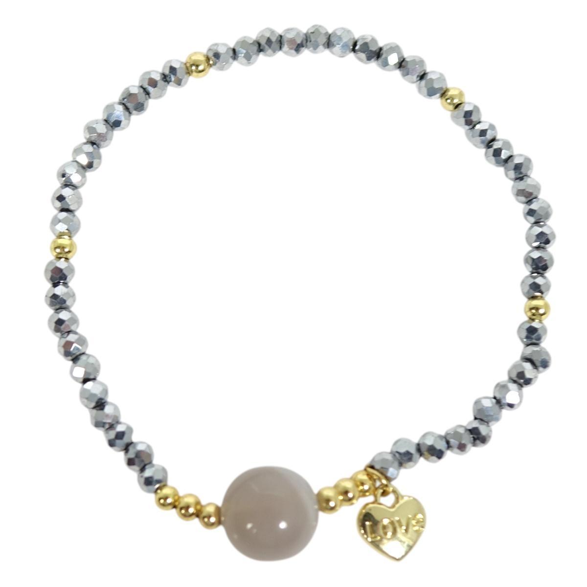 Bracciale donna con pietre da 10 mm in agata grigia