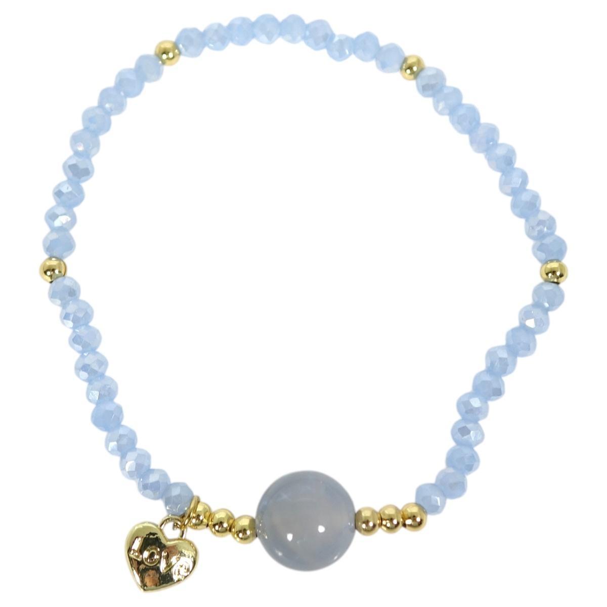 Bracciale donna con pietre da 10 mm in agata calcedonia