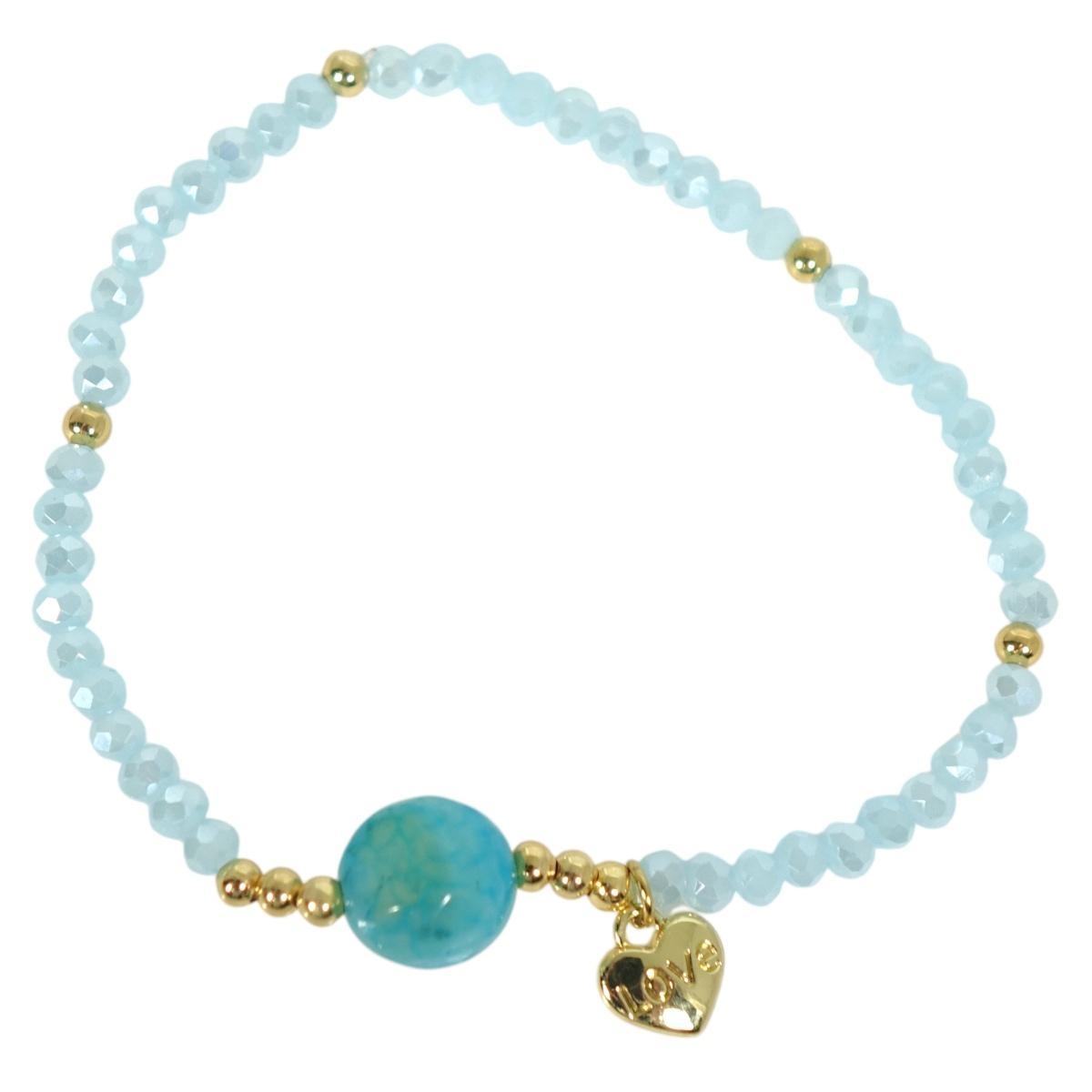 Bracciale donna con pietre da 10 mm in acqua marina
