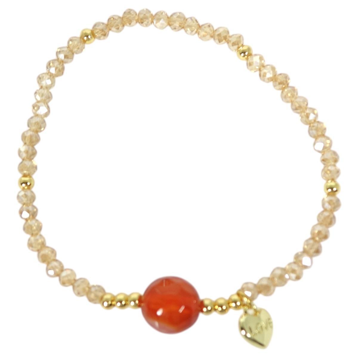 Bracciale donna con pietre da 10 mm in corniola morganite pesca fluo