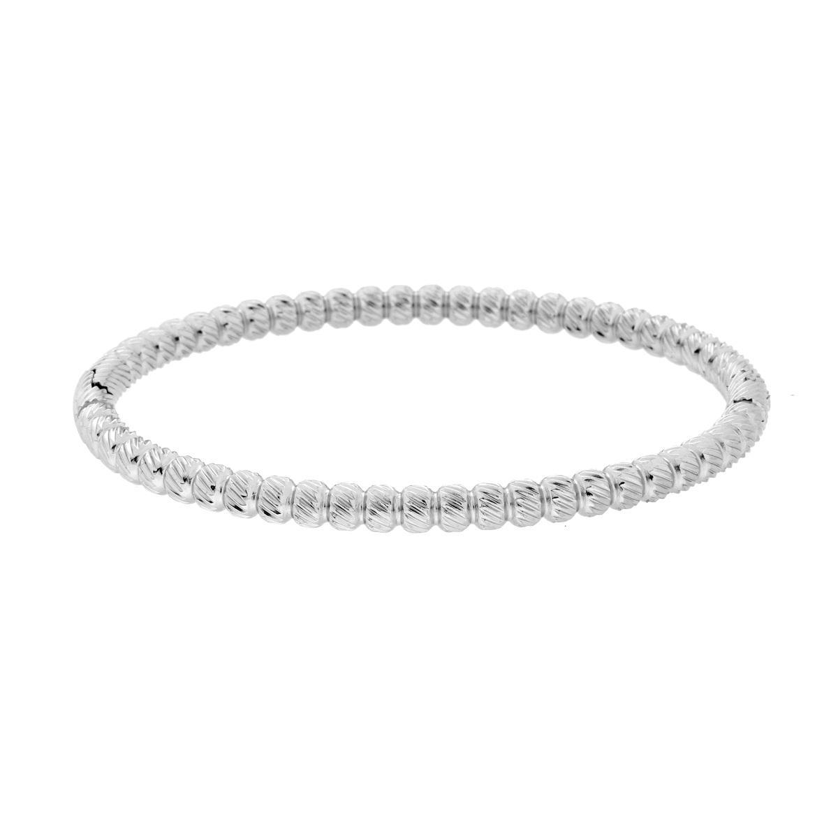 Bracciale Rigido modello Schiava Palline Diamantate in ACCIAIO <BR>